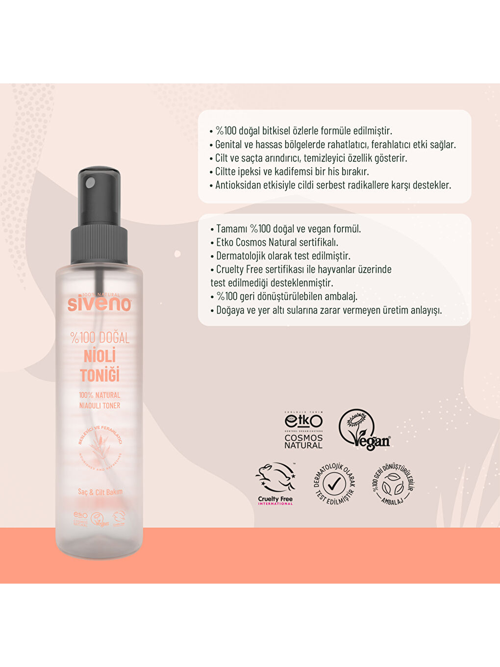 %100 Doğal Nioli Suyu Jeani Koku Önleyici Arındırıcı Ferahlatıcı Hassas Bölge Toniği 150 ml-6