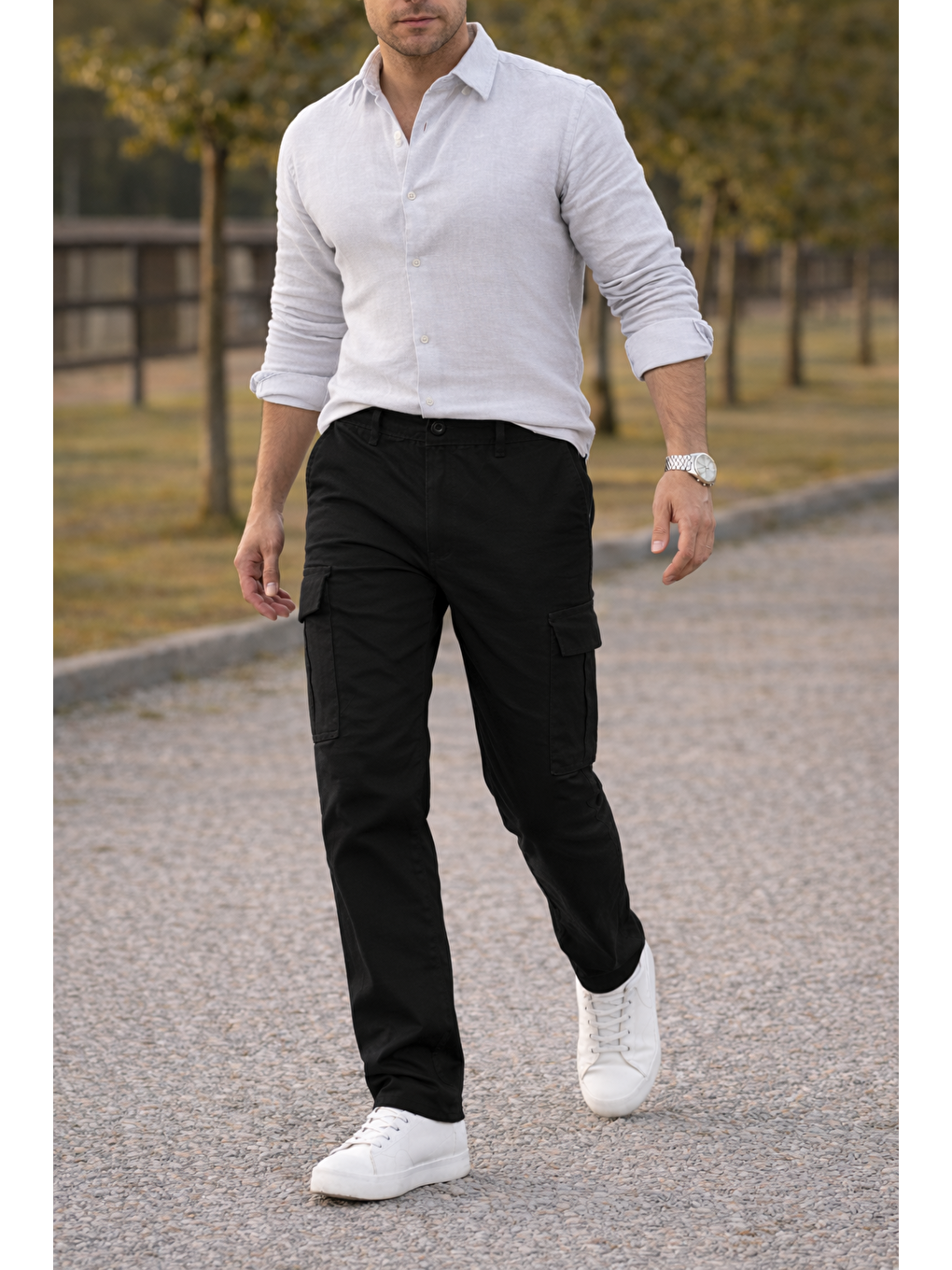 Erkek Premium Comfort Siyah Kargo Baggy Pantolon-2