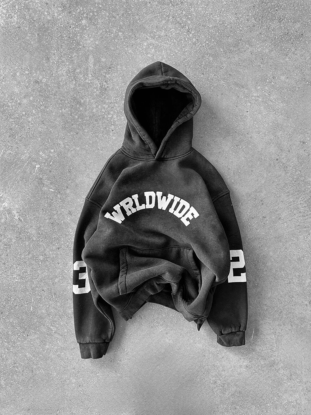 ablukaonline Unisex Wrld Wide Baskılı Oversize Hoodie Siyah