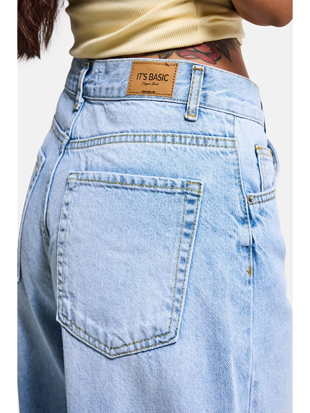 Kadın Açık Mavi Hera 4s6-3 Palazzo Fit %100 Pamuk Denim Jean-6