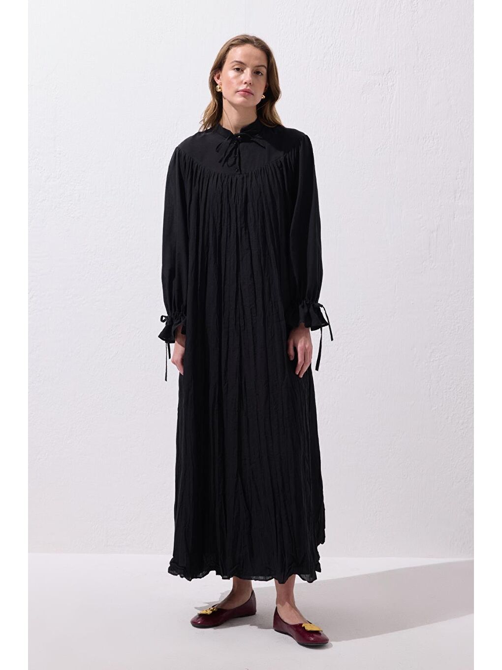 Odri Vual Kraş Uzun Elbise Siyah