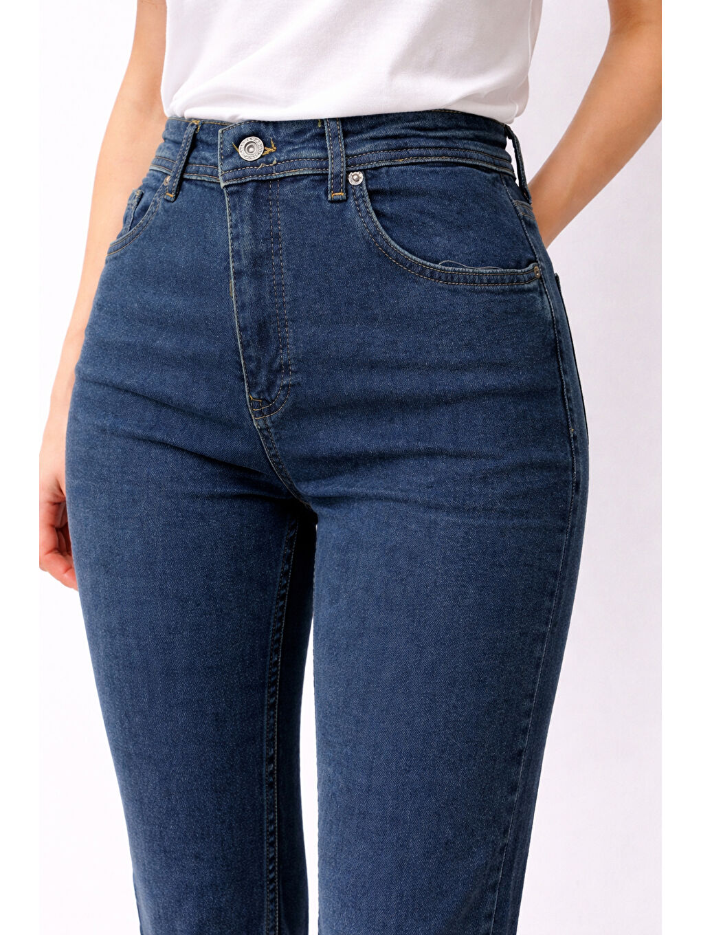 Lacivert Kadın Esnek Dar Paça Jean-2