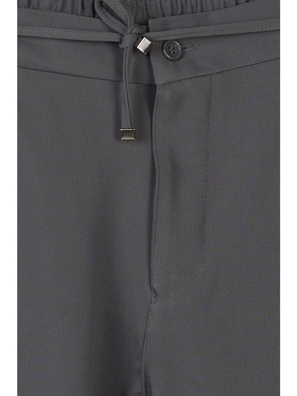 Gri Erkek Füme Normal Kesim Regular Fit Pamuklu Armürlü Bel Lastikli Jogger Pantolon-4