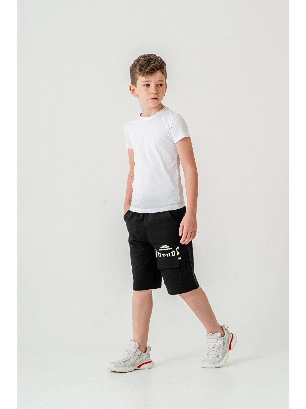 Siyah Future Baskılı Kargo Cepli Erkek Çocuk Şort-3