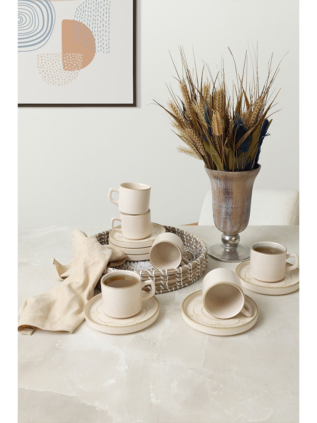 Karışık Taupe Bloom Stackable Çay Takımı 12 Parça 6 Kişilik-1