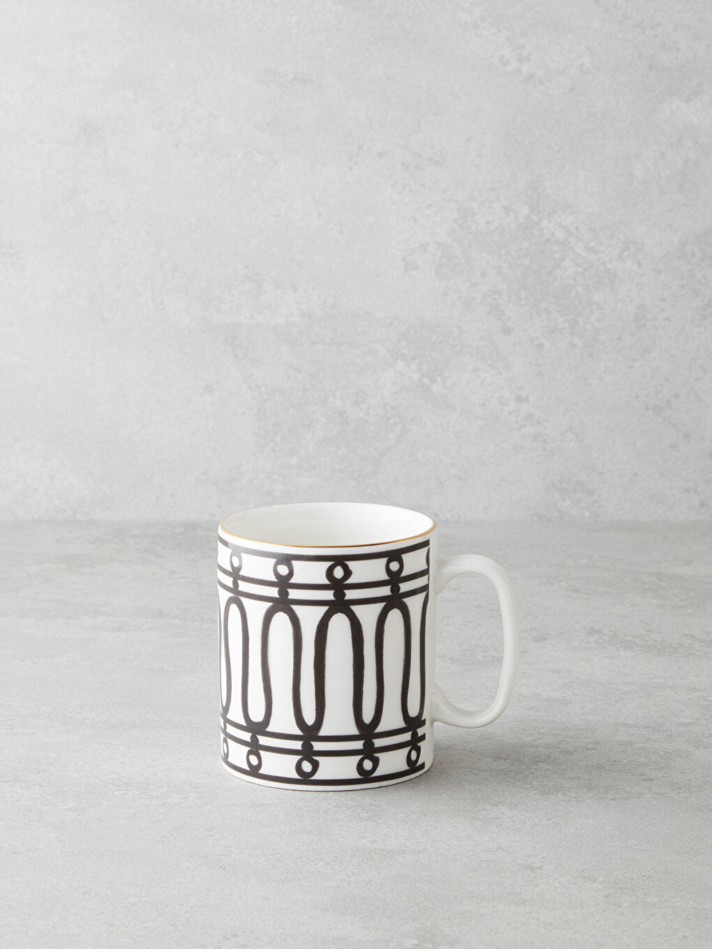 White Charmed Bone Porselen Kupa 290 ml Siyah-Beyaz-Gold