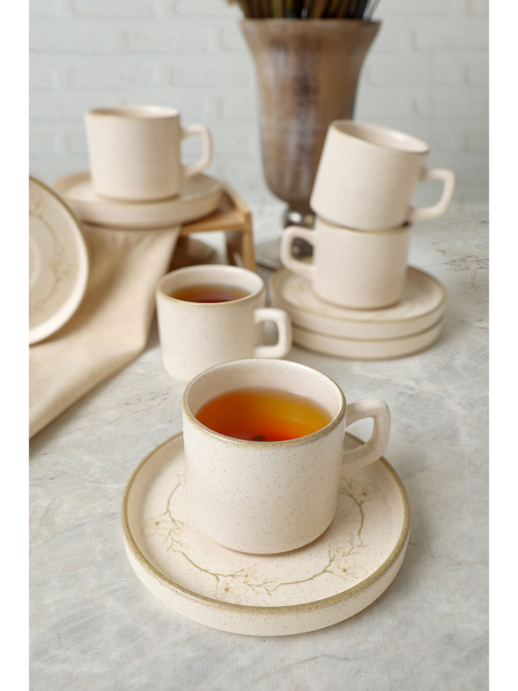 Karışık Taupe Bloom Stackable Çay Takımı 12 Parça 6 Kişilik-2