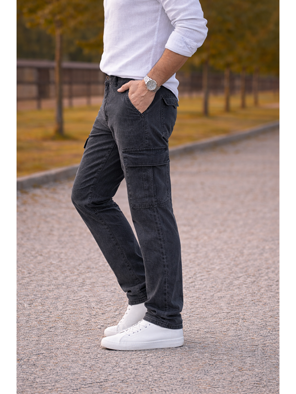 Erkek Premium Comfort Antrasit Kargo Baggy Pantolon-1