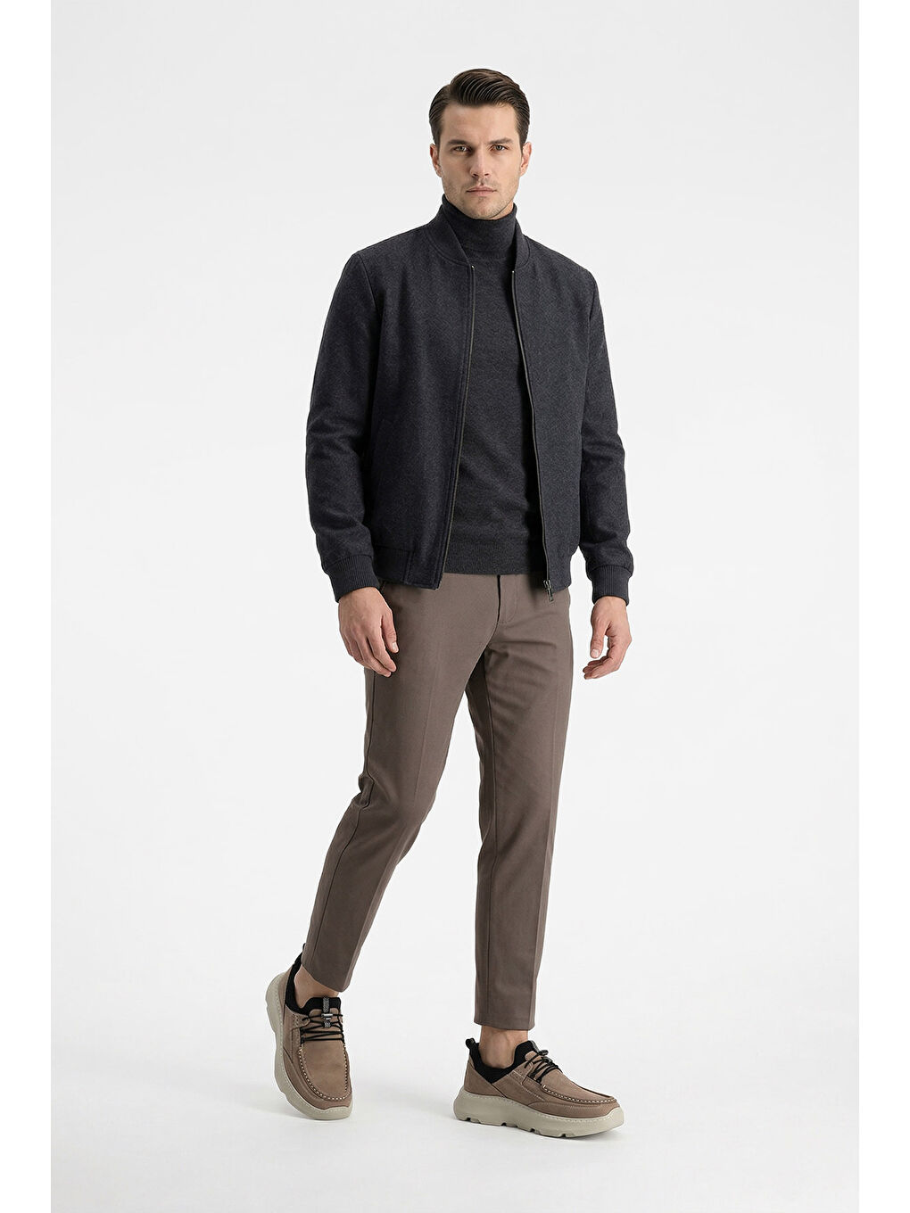 Ekru Erkek KUM-SİYAH Bağcıklı Hakiki Deri Comfort Ayakkabı-2