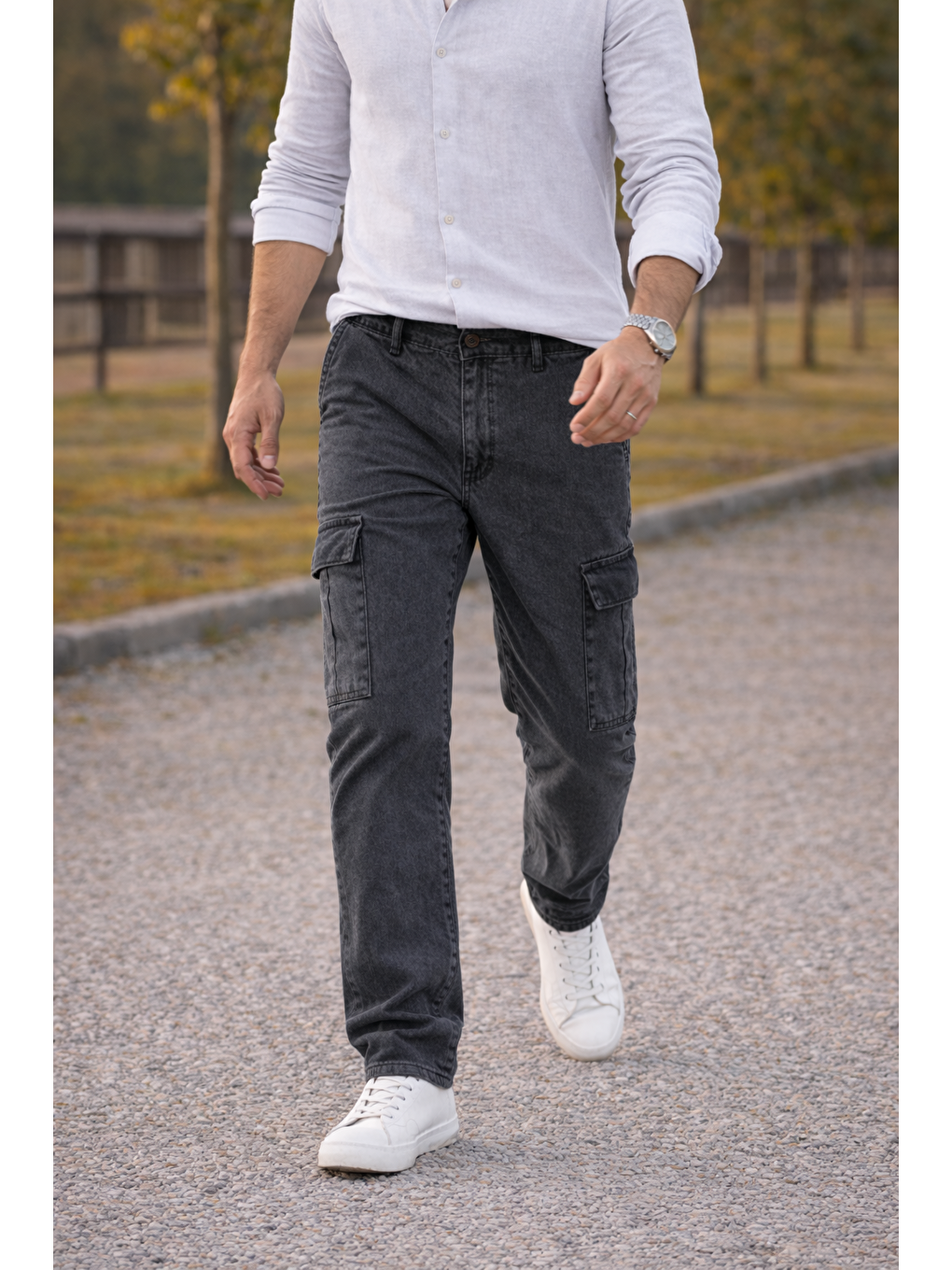 Erkek Premium Comfort Antrasit Kargo Baggy Pantolon-2