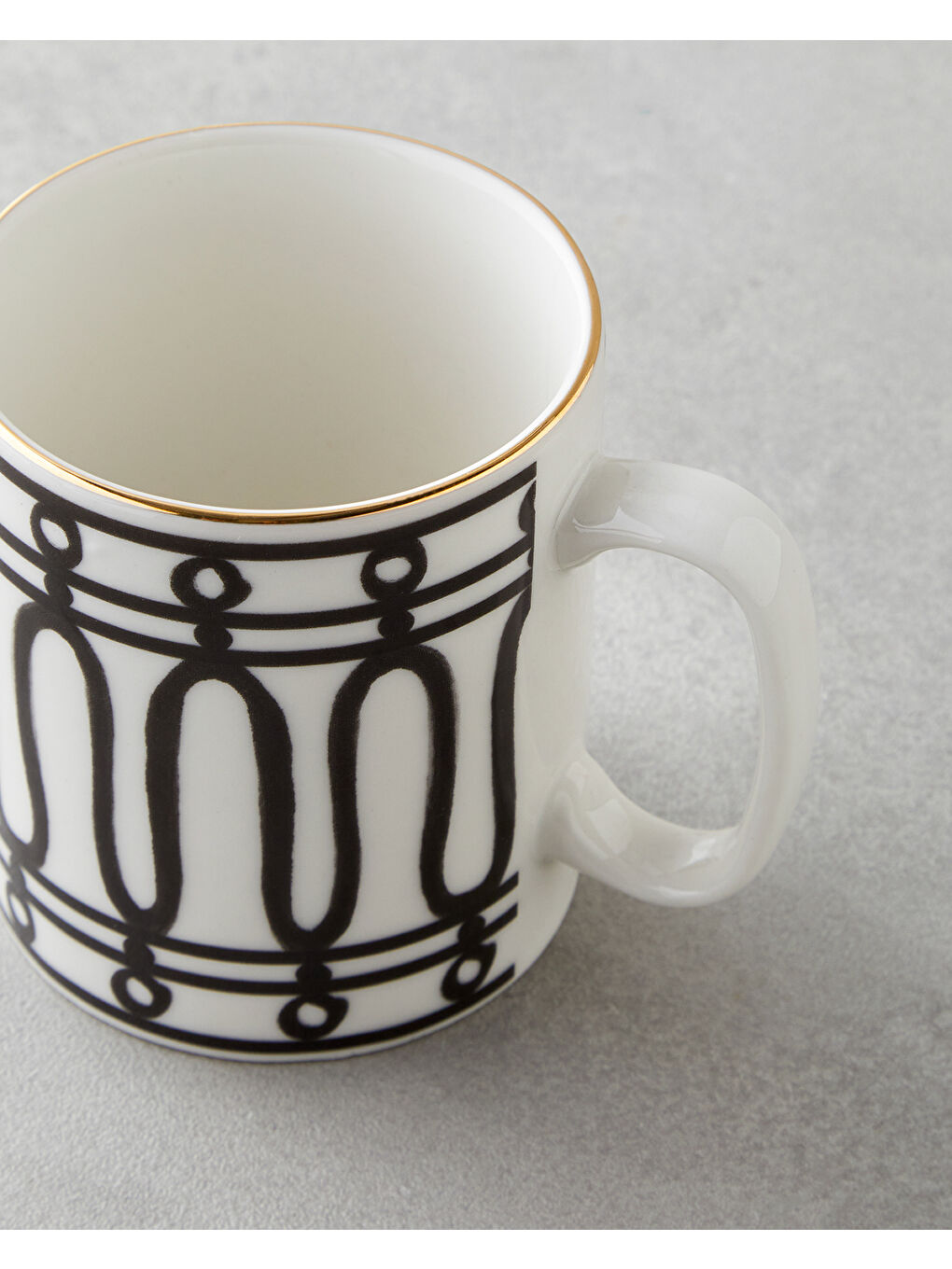 White Charmed Bone Porselen Kupa 290 ml Siyah-Beyaz-Gold-1