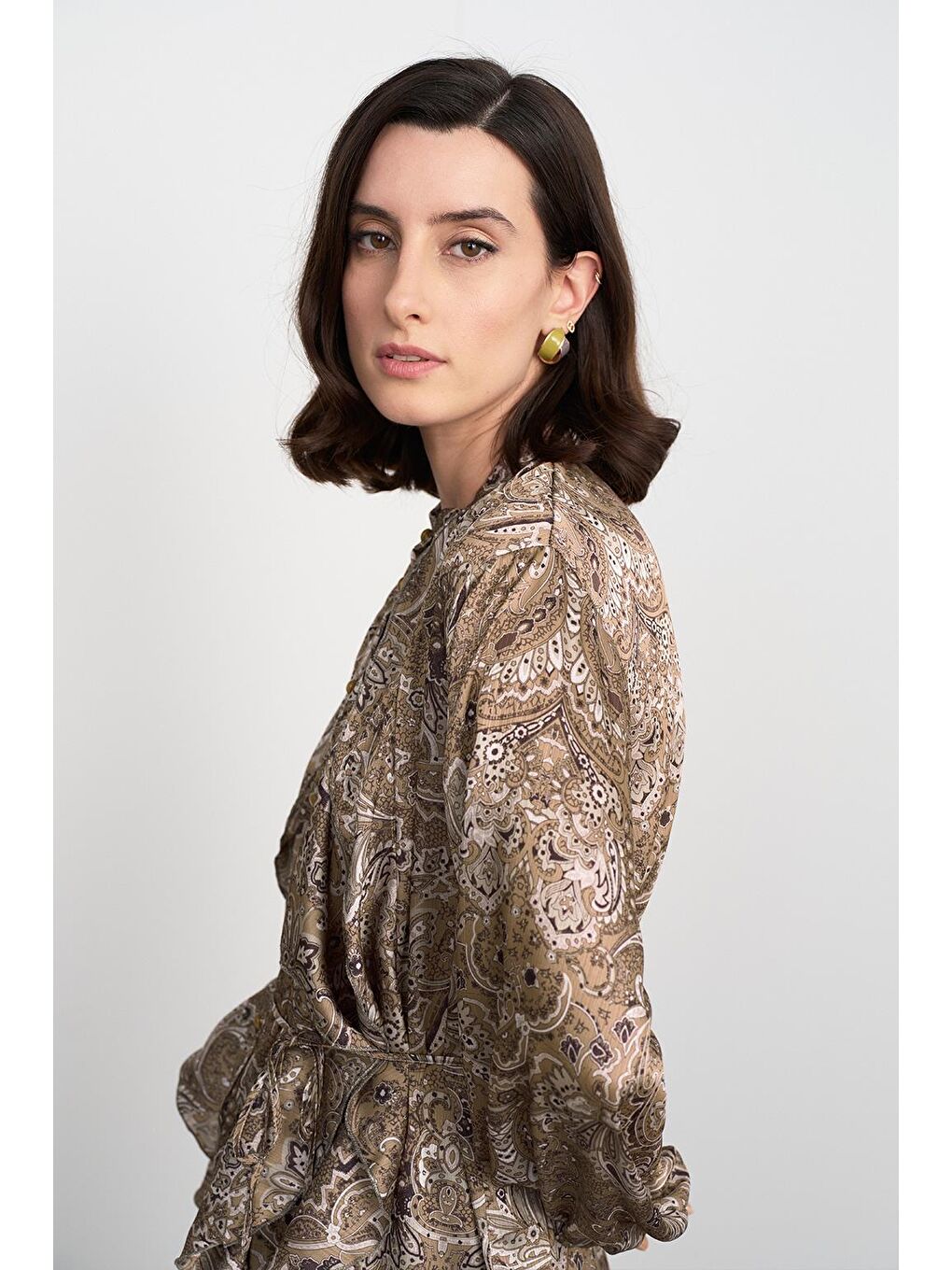 Yeşil Oli Desenli Gömlek Olive-4