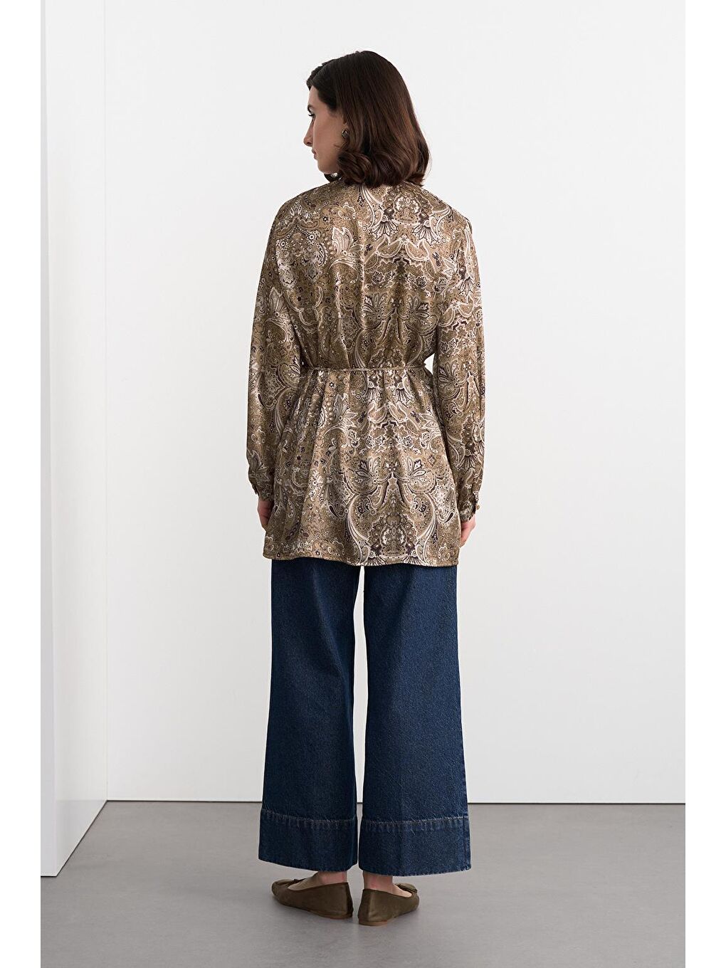 Yeşil Oli Desenli Gömlek Olive-5