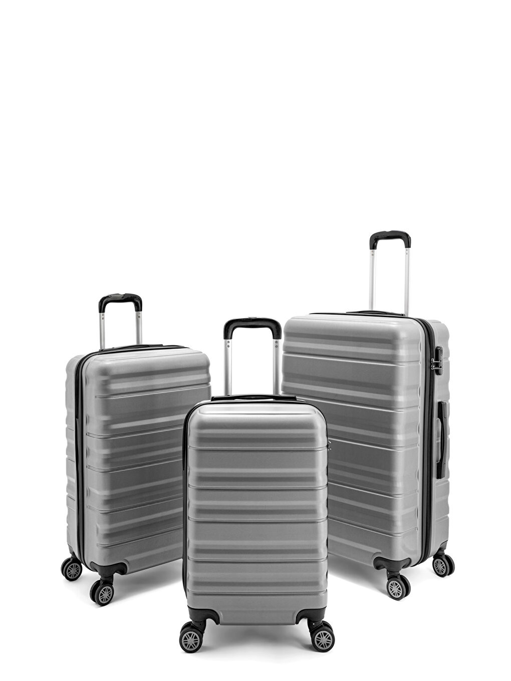 Gri Abs Baklava Desenli Valiz Seti