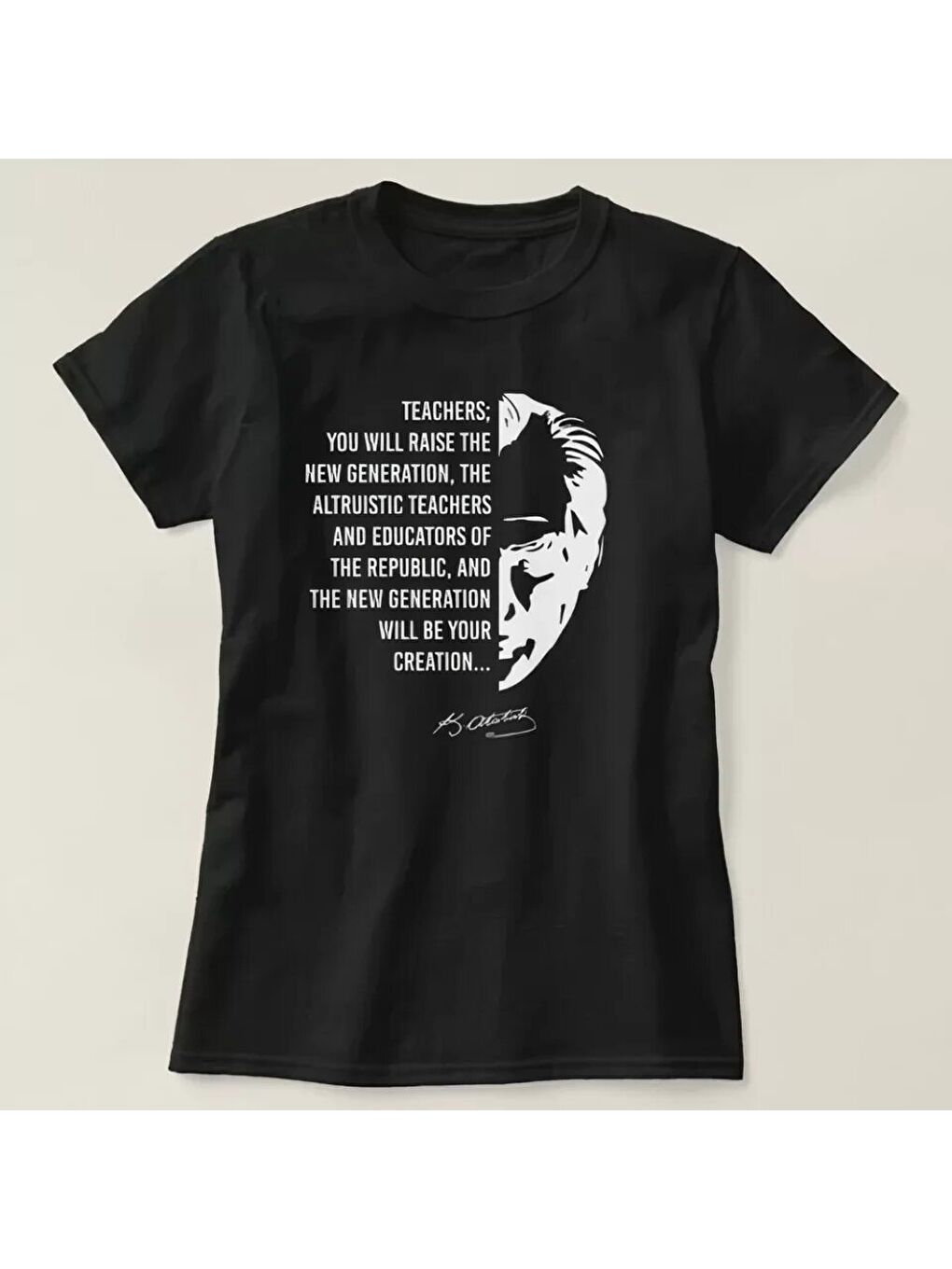 24 Kasım Öğretmenler Günü Baskılı T-shirt - Siyah-1