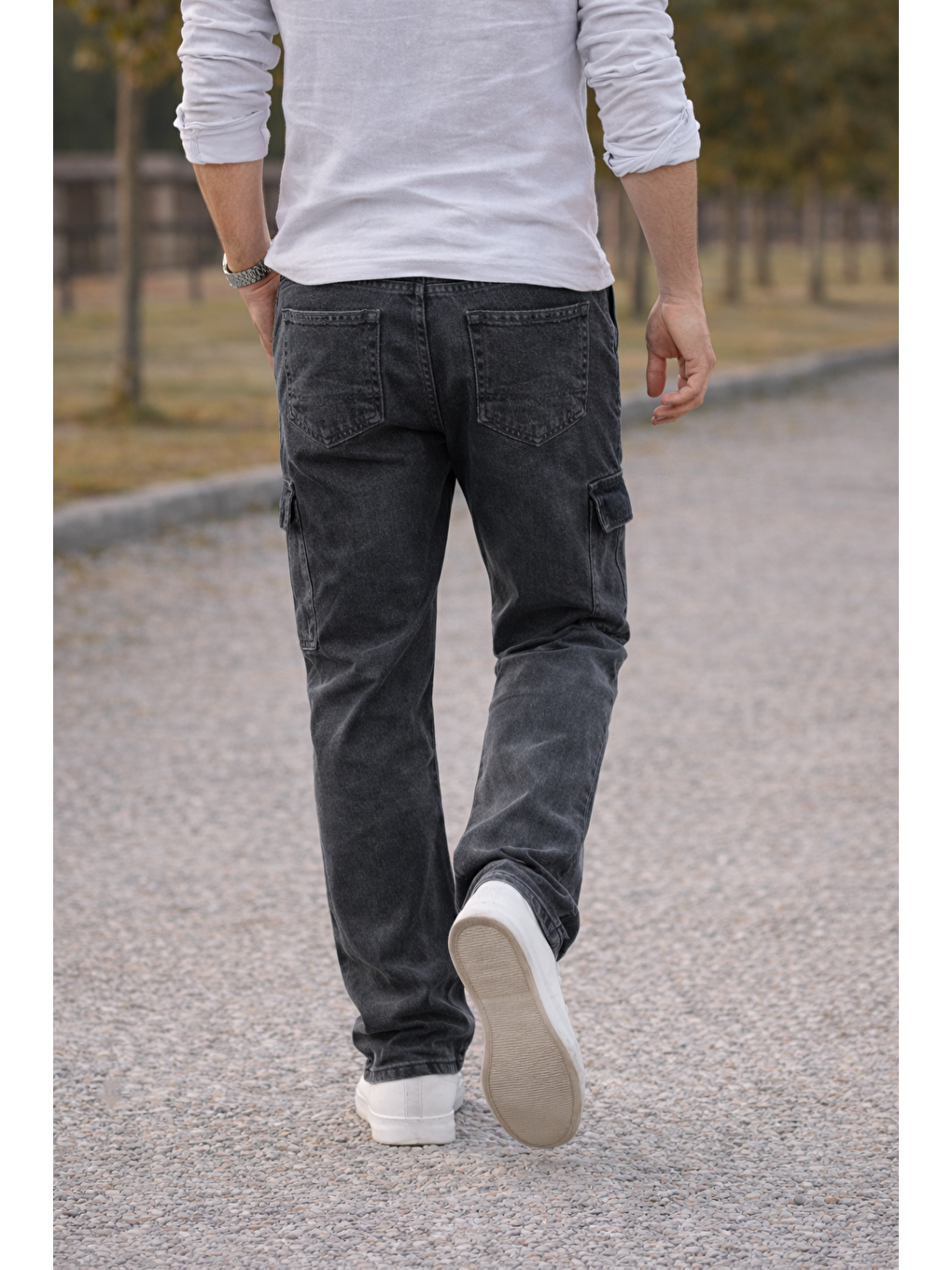 Erkek Premium Comfort Antrasit Kargo Baggy Pantolon-5
