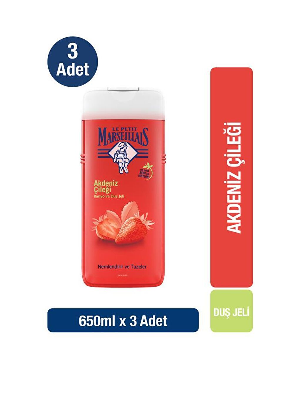 Le Petit Marseillais Renksiz Akdeniz Çileği Duş Jeli 650 ml x3