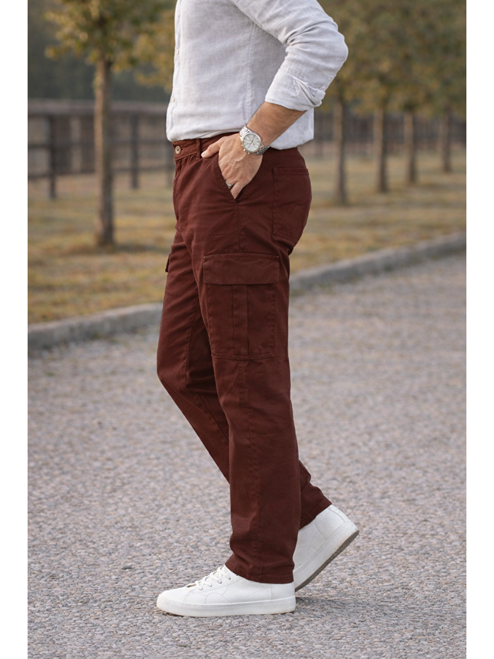 Kahverengi Erkek Premium Comfort Kiremit Kargo Baggy Pantolon-2