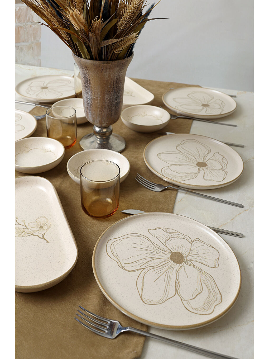 Karışık Taupe Bloom Kahvaltı Takımı 12 Parça 6 Kişilik-1