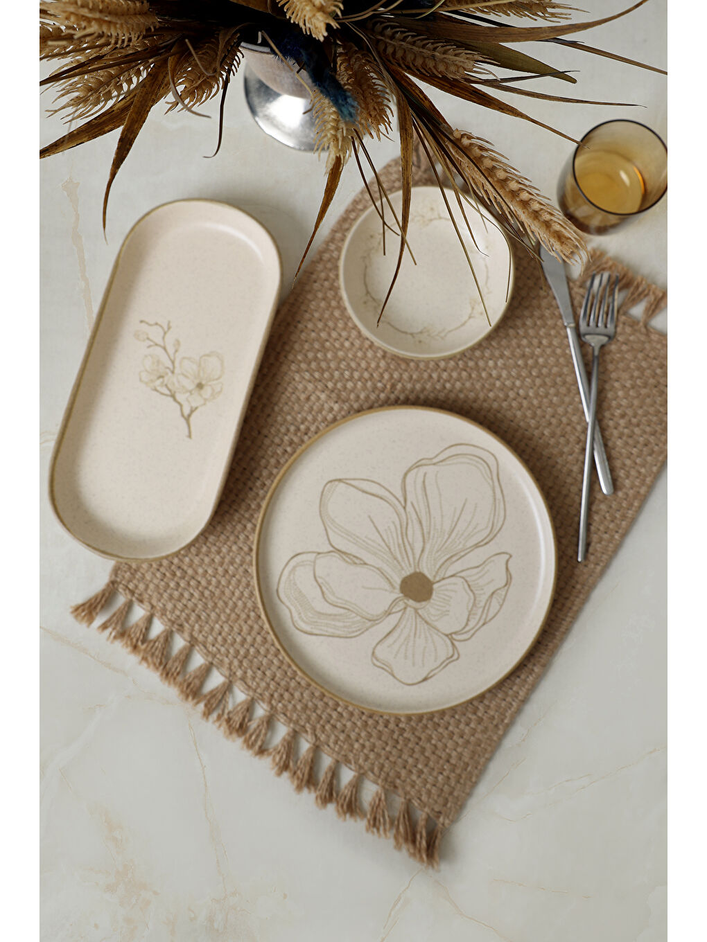 Karışık Taupe Bloom Kahvaltı Takımı 12 Parça 6 Kişilik-3