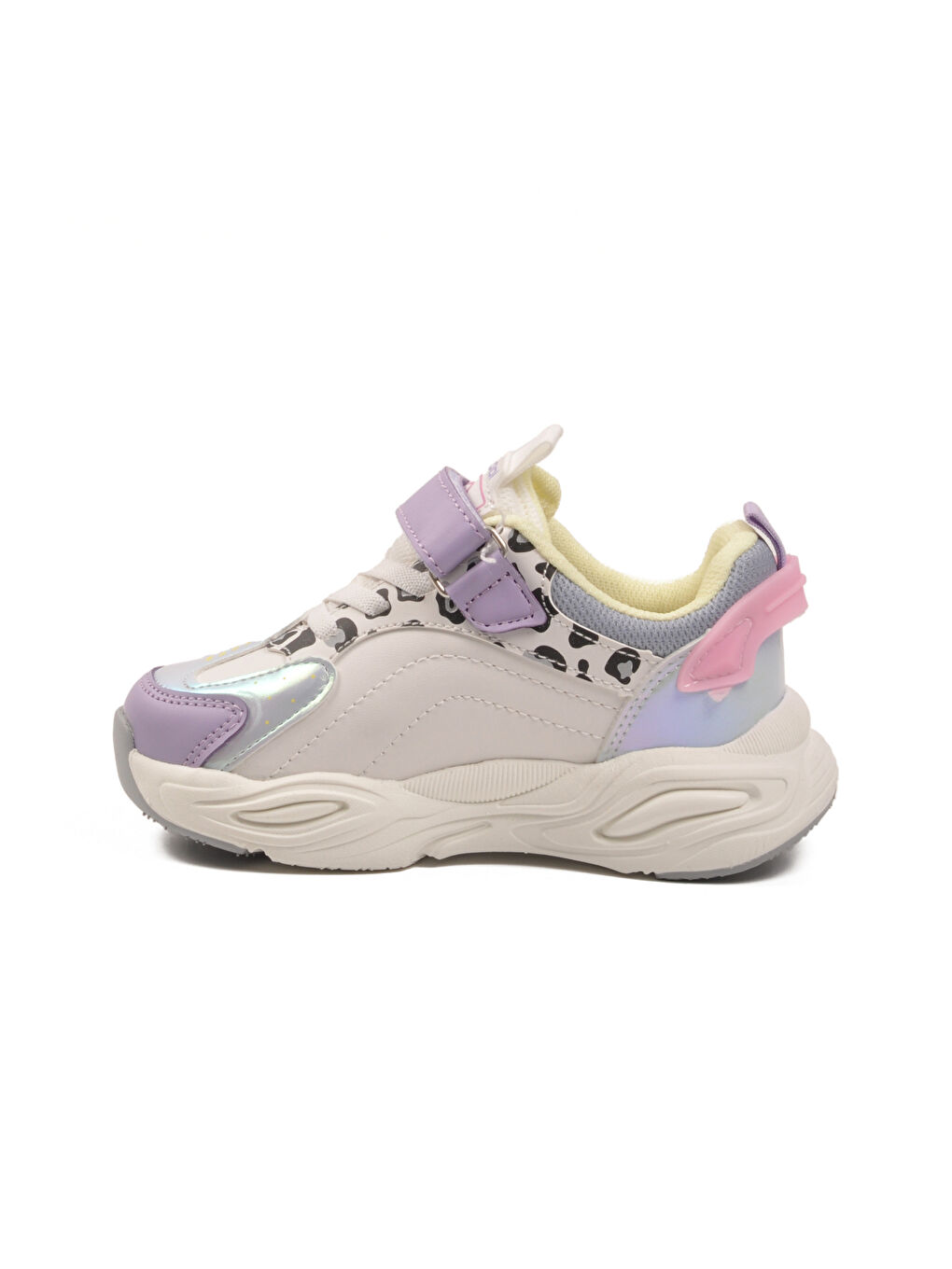 Lila Leopar Desenli Cırtlı Hafif Esnek Kız Çocuk Spor Ayakkabı Toti Cilt P-1