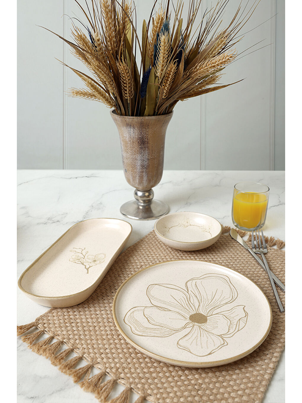 Karışık Taupe Bloom Kahvaltı Takımı 12 Parça 6 Kişilik-4