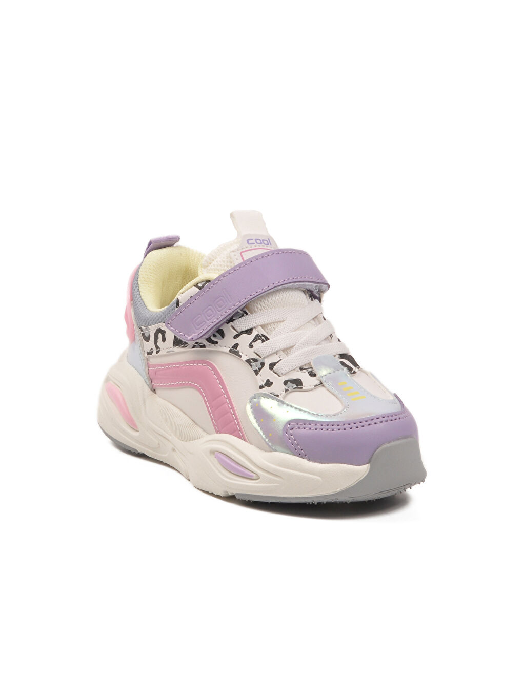 Lila Leopar Desenli Cırtlı Hafif Esnek Kız Çocuk Spor Ayakkabı Toti Cilt P-2