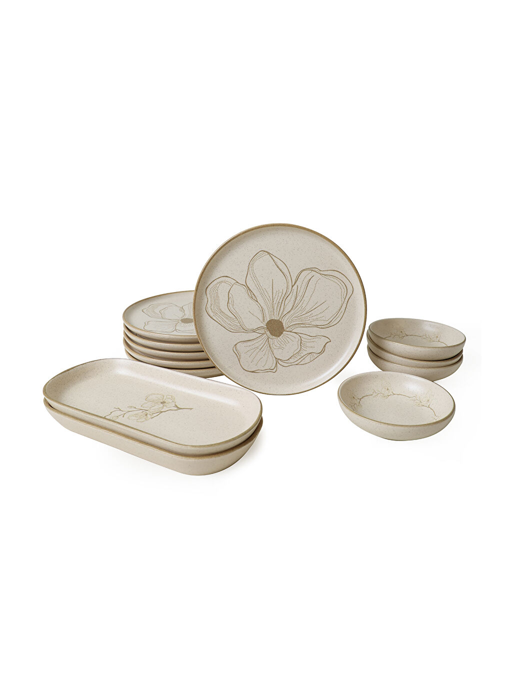 Karışık Taupe Bloom Kahvaltı Takımı 12 Parça 6 Kişilik-5