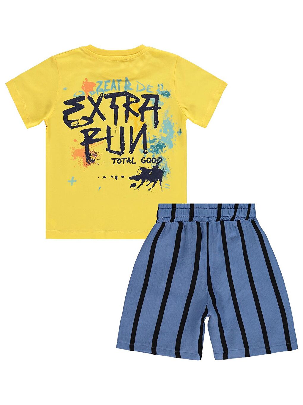 Ekru Boys Extra Fun Baskılı 2-5 Yaş Takım - Sarı-3