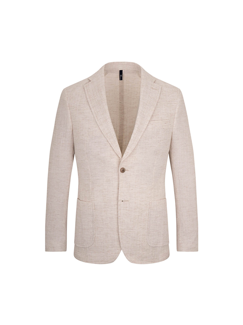 Bej Comfort Fit Mono Yaka Keten Ceket