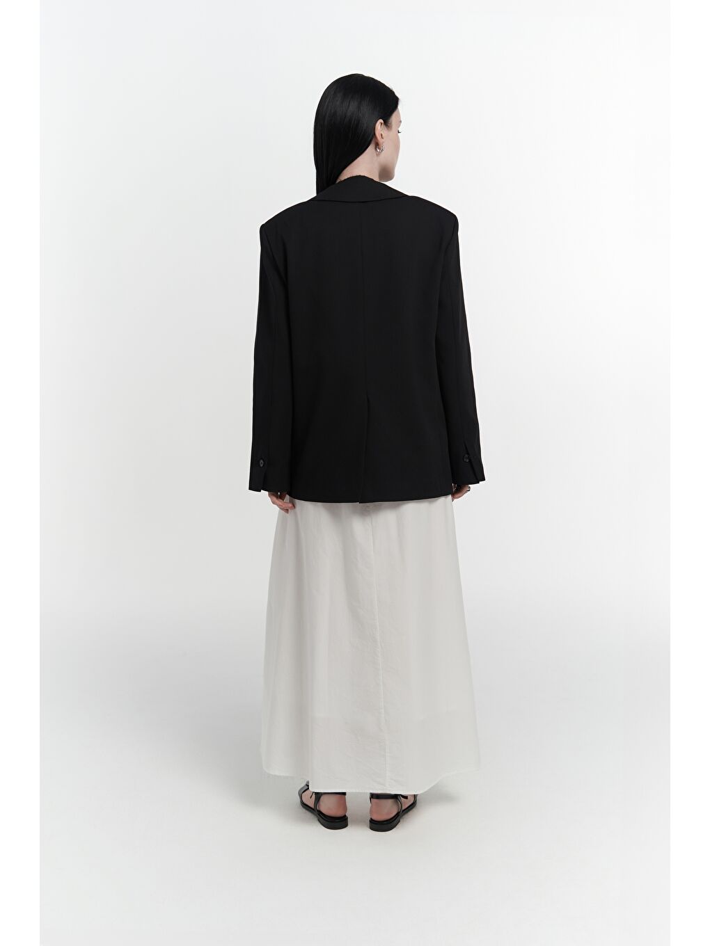 Volda Yaka Detay Siyah Blazer-4