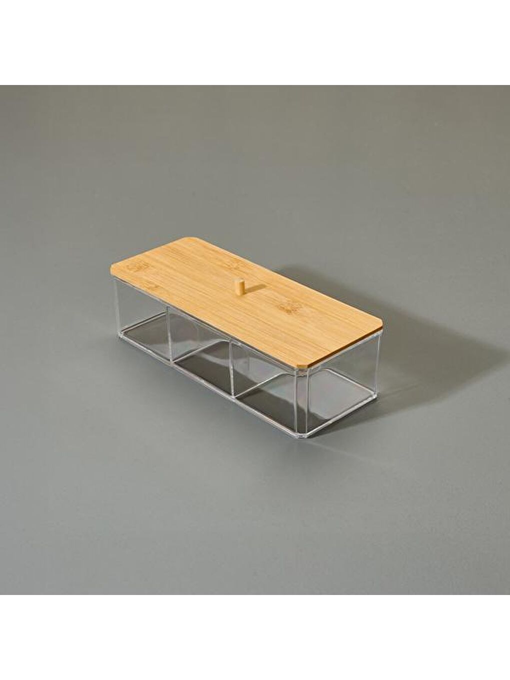 Bambu Kapaklı Makyaj Organizeri - Şeffaf - 24x9,5 cm-1