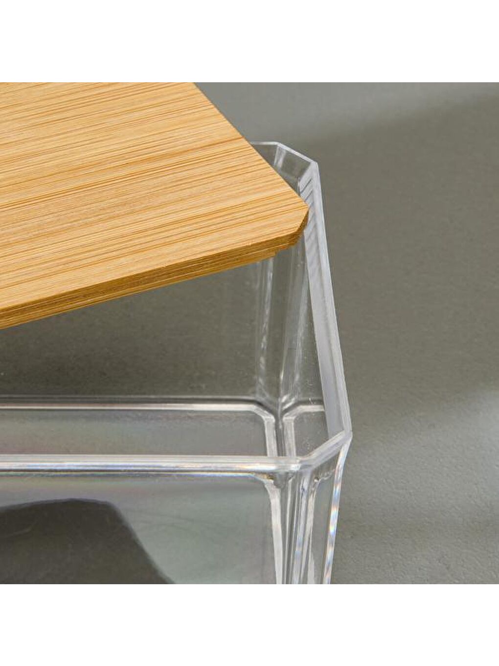 Bambu Kapaklı Makyaj Organizeri - Şeffaf - 24x9,5 cm-2