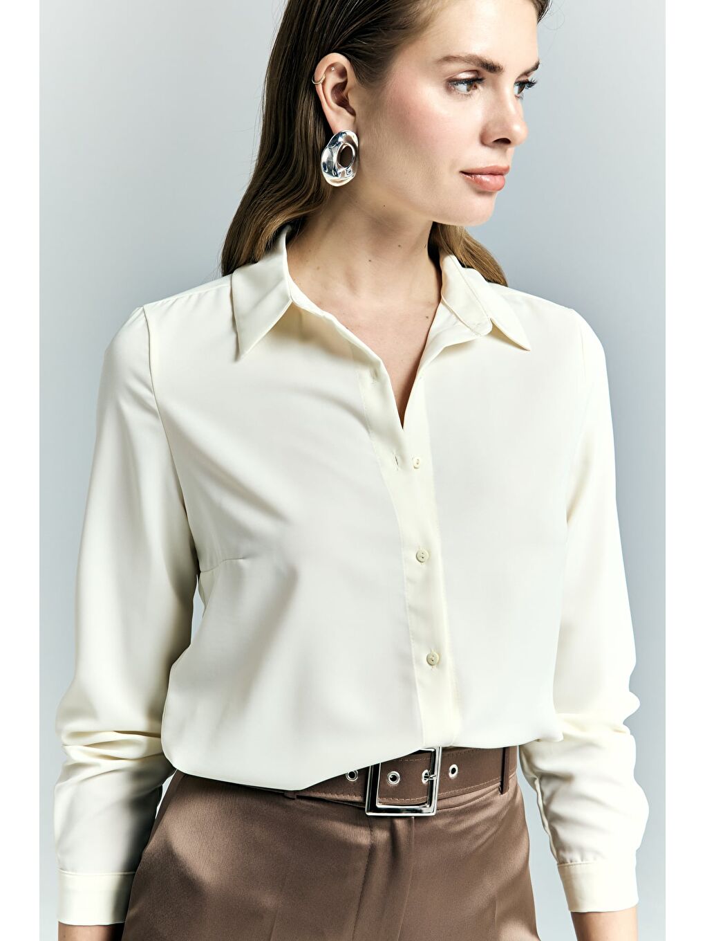 Düz Klasik Gömlek - Sarı-1