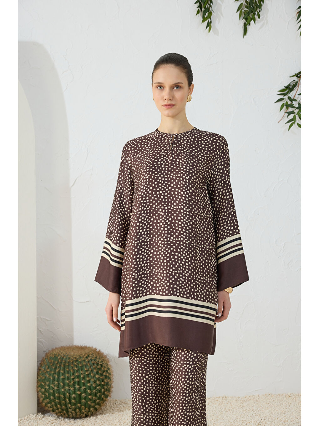 Kahverengi Desenli Tunik-2