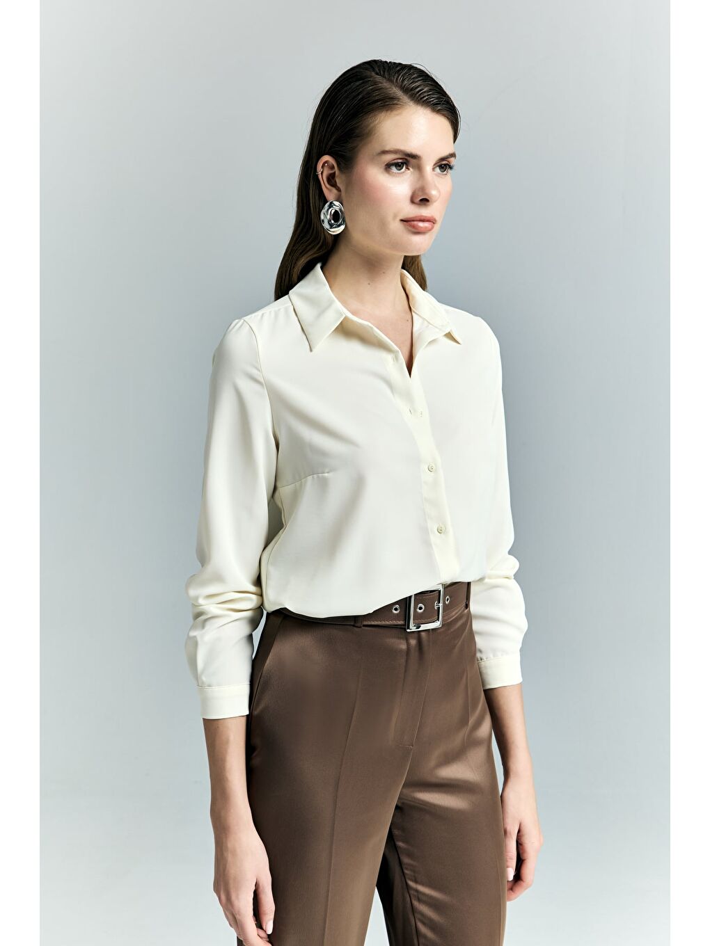 Düz Klasik Gömlek - Sarı-2