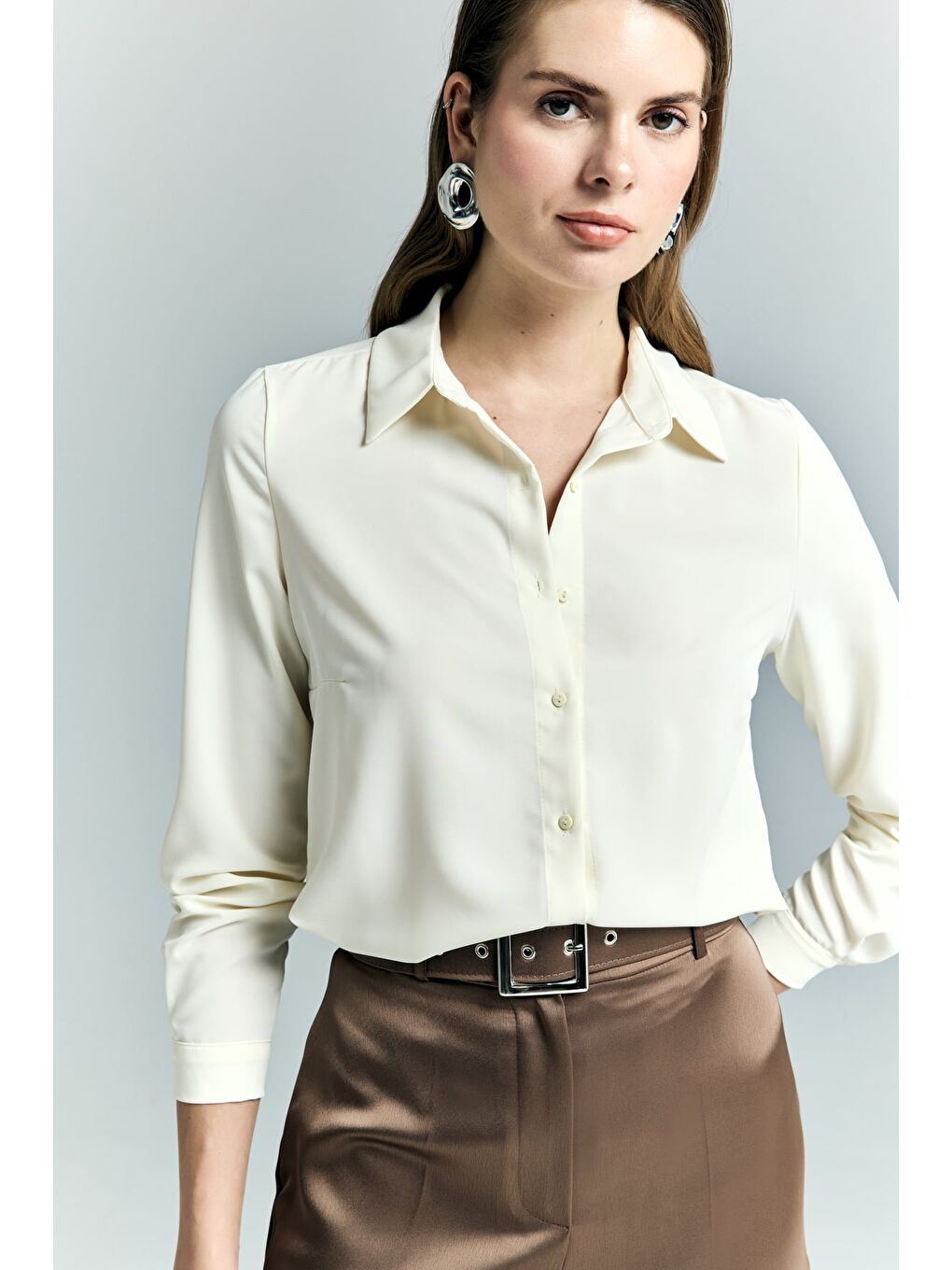 Düz Klasik Gömlek - Sarı-4