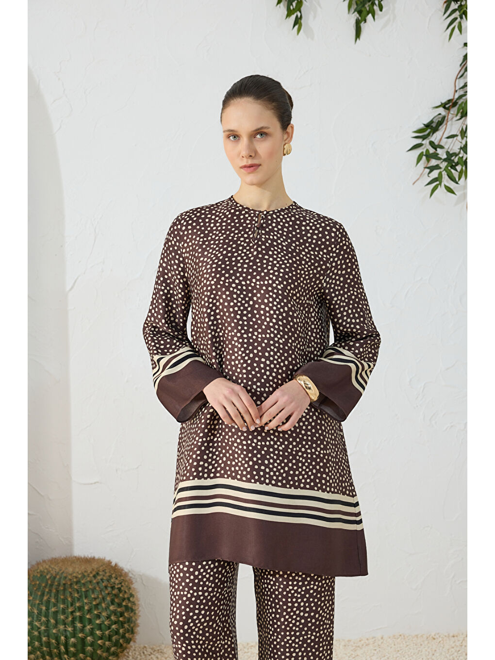 Kahverengi Desenli Tunik-3