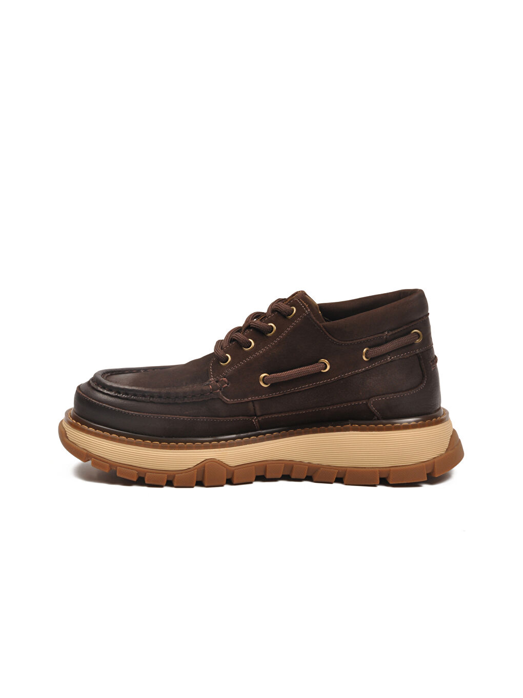 Kahverengi Kahve Nubuk Hakiki Deri Yüksek Taban Erkek Casual Ayakkabı 25K550 M-3