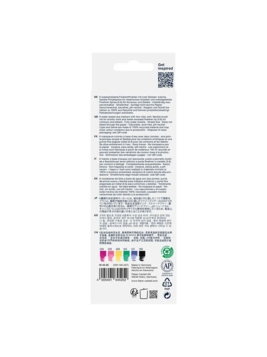 Goldfaber Aqua 6’lı Çift Uçlu Graffiti Markör Seti, Su Bazlı, Fırça ve Fineliner Uçlu-1