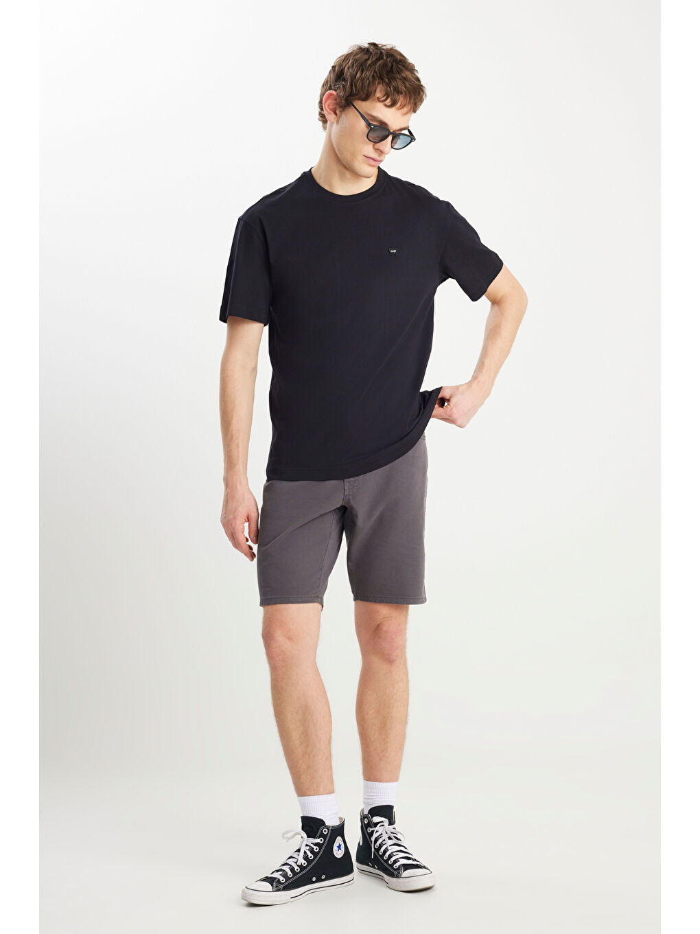 Slim Fit Dar Kesim Normal Bel Antrasit Pamuklu Esnek Şort-1