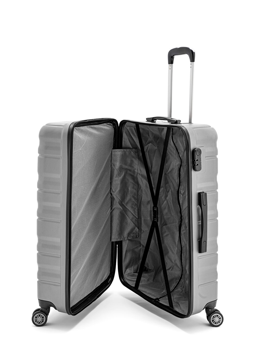 Gri Abs Baklava Desenli Valiz Seti-7