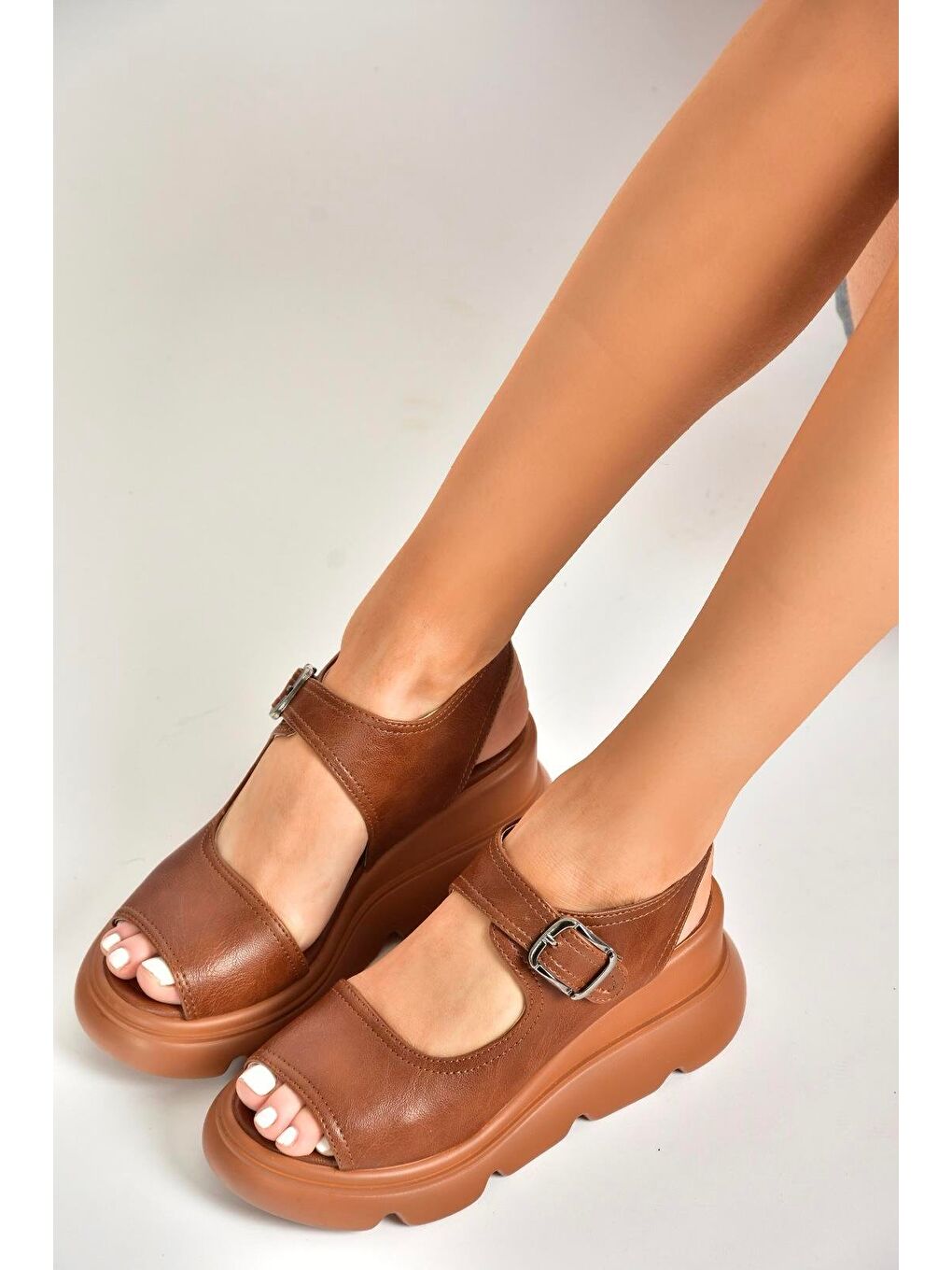 Kahverengi U3122522 Taba Kadın Sandalet-2