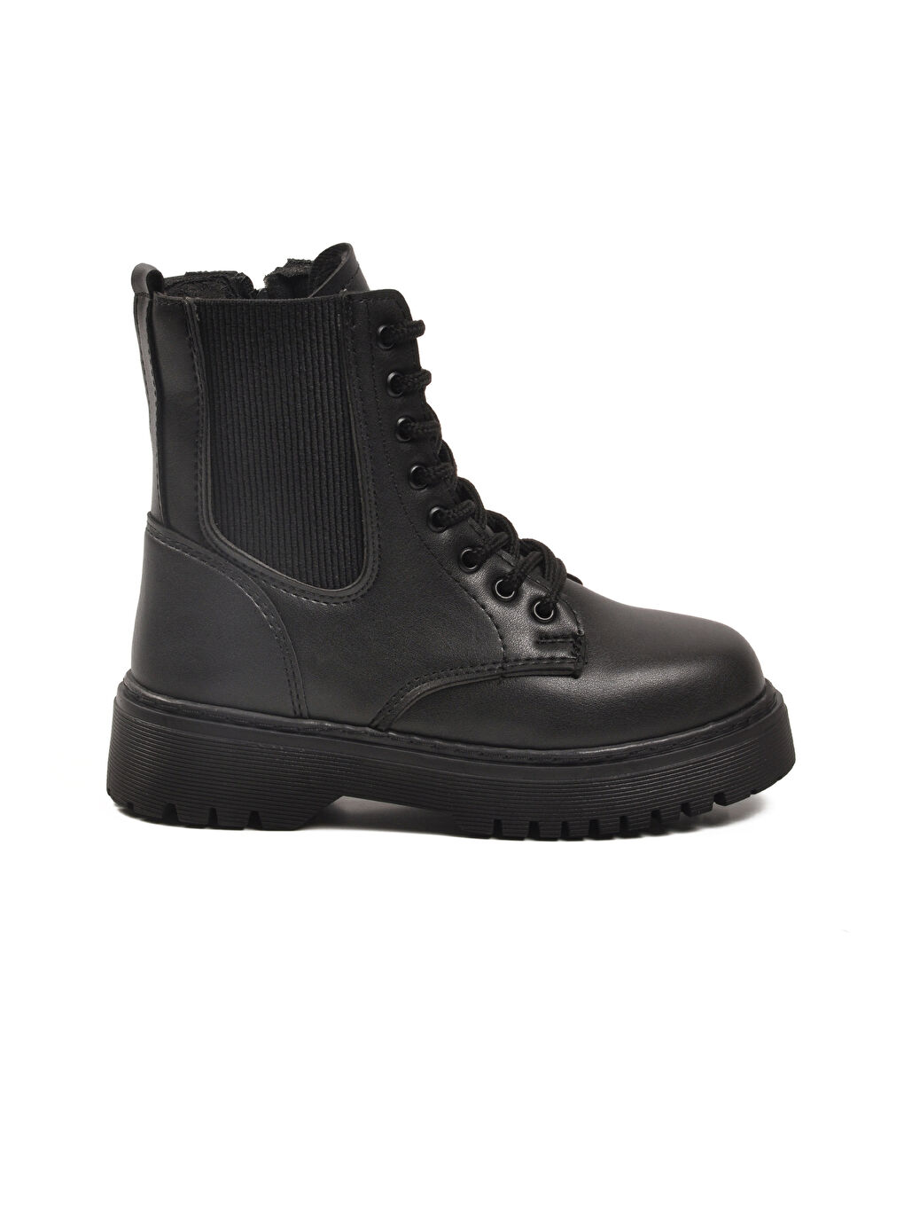 Siyah Polarlı Kaymaz Soğuğa Dirençli Deri Çocuk Bot Tuno 07 F-1