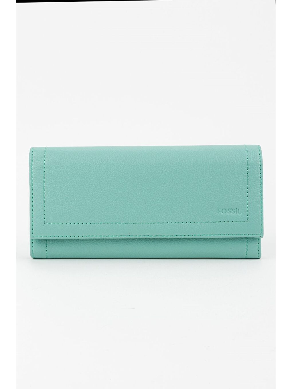 Turkuaz Kutulu Hakiki Deri Kadın El Portföyü Uzun Cüzdan