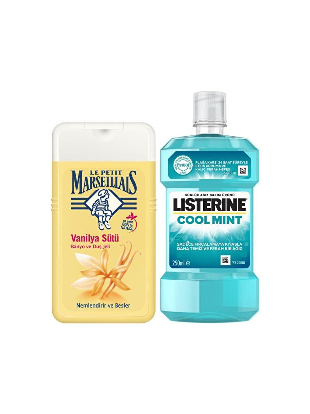 Le Petit Marseillais Renksiz vanilya sütü duş jeli 250 ml + Listerine cool mint 250 ml - 1