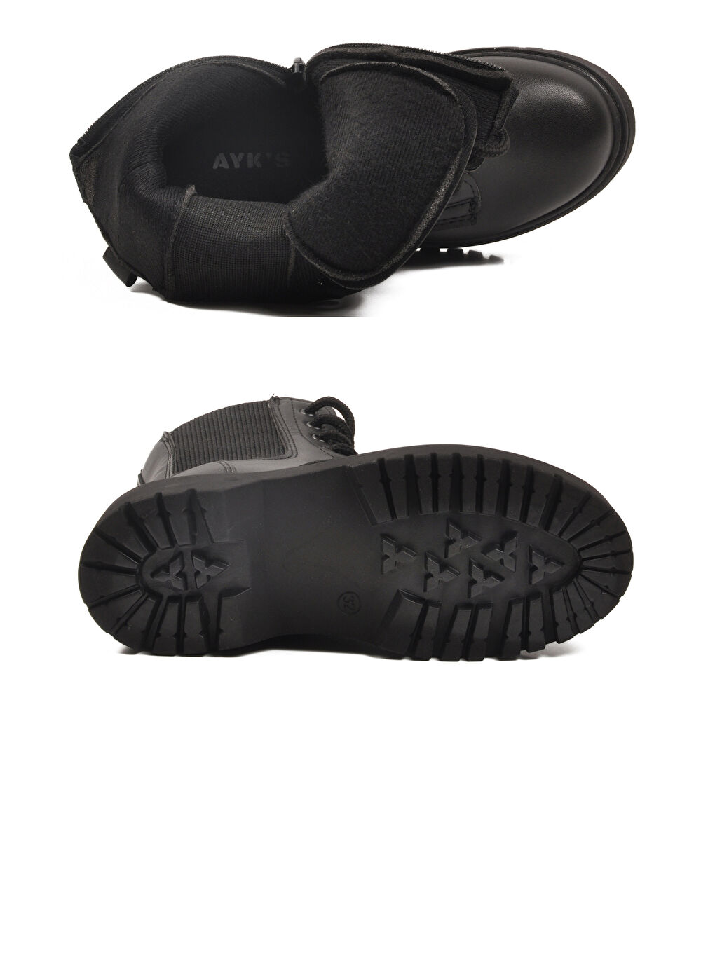 Siyah Polarlı Kaymaz Soğuğa Dirençli Deri Çocuk Bot Tuno 07 F-4