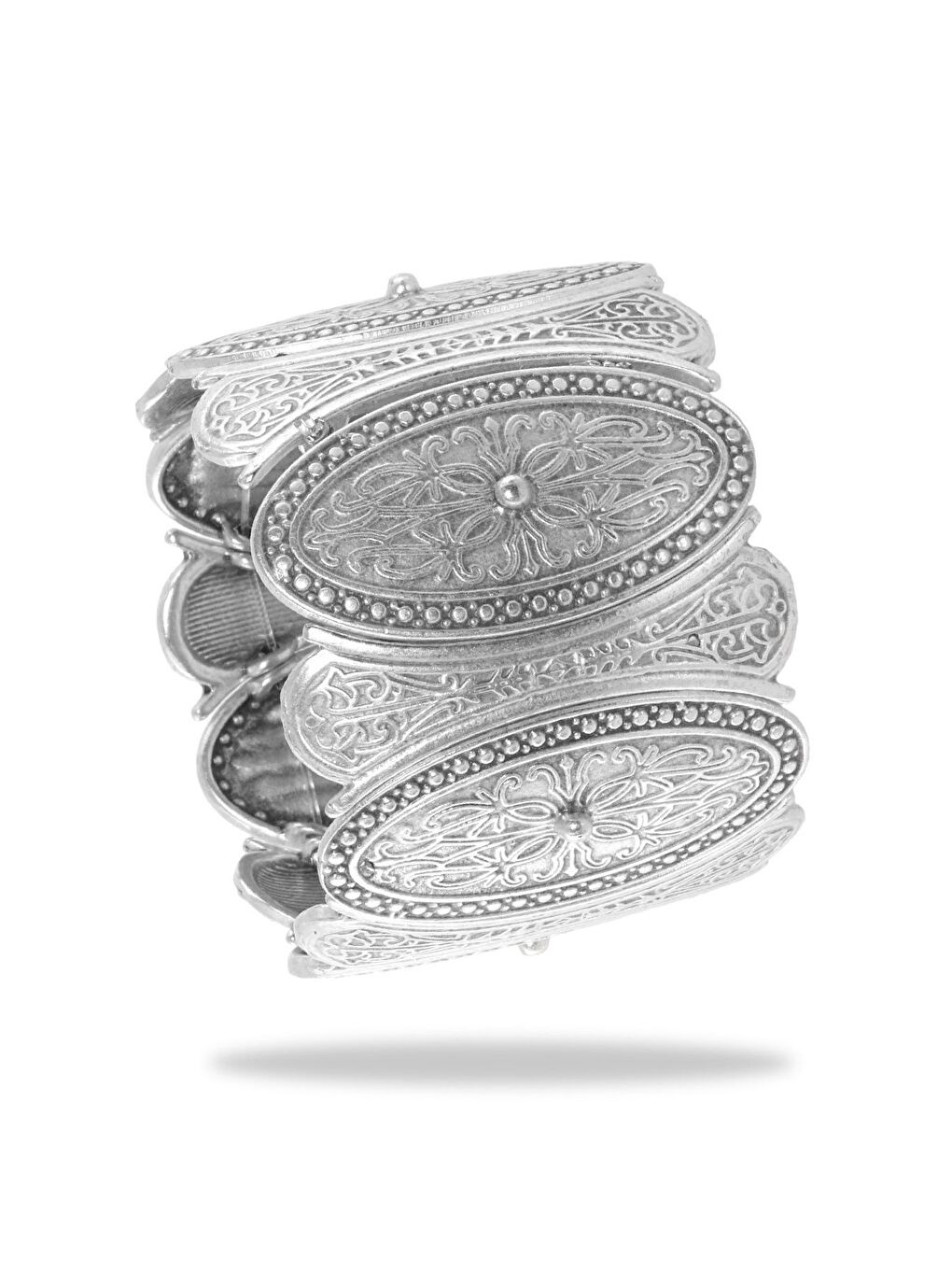 Gri Kadın Antik Gümüş Kaplama Osmanlı Motifli Lastikli Bohem Bileklik & Üst Kol Aksesuarı-1