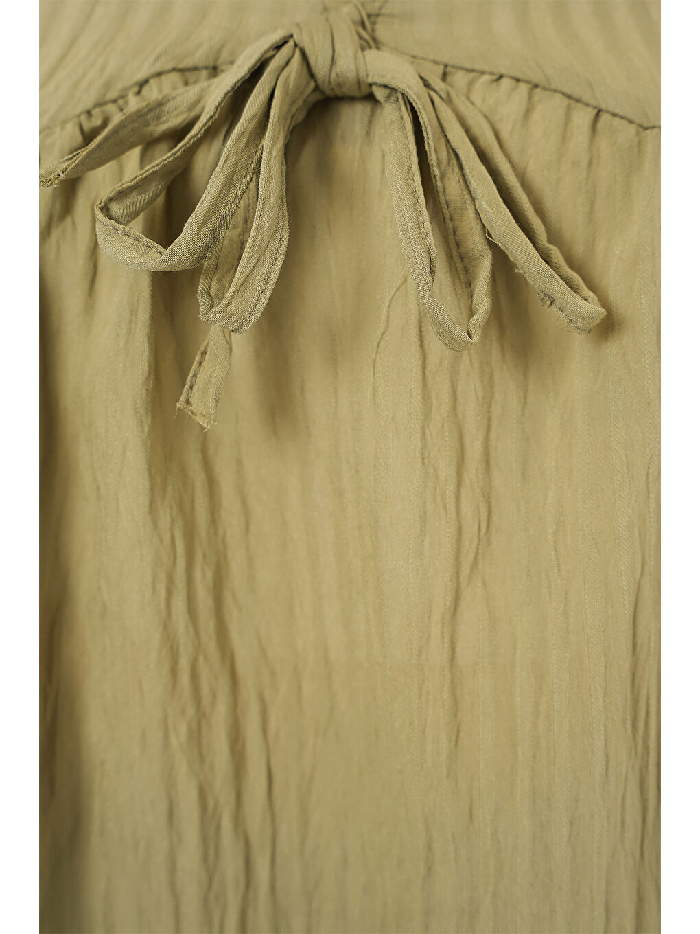 Yeşil Kadın Önü Bağcıklı Uzun Kol Bluz 946 - Çağla-4