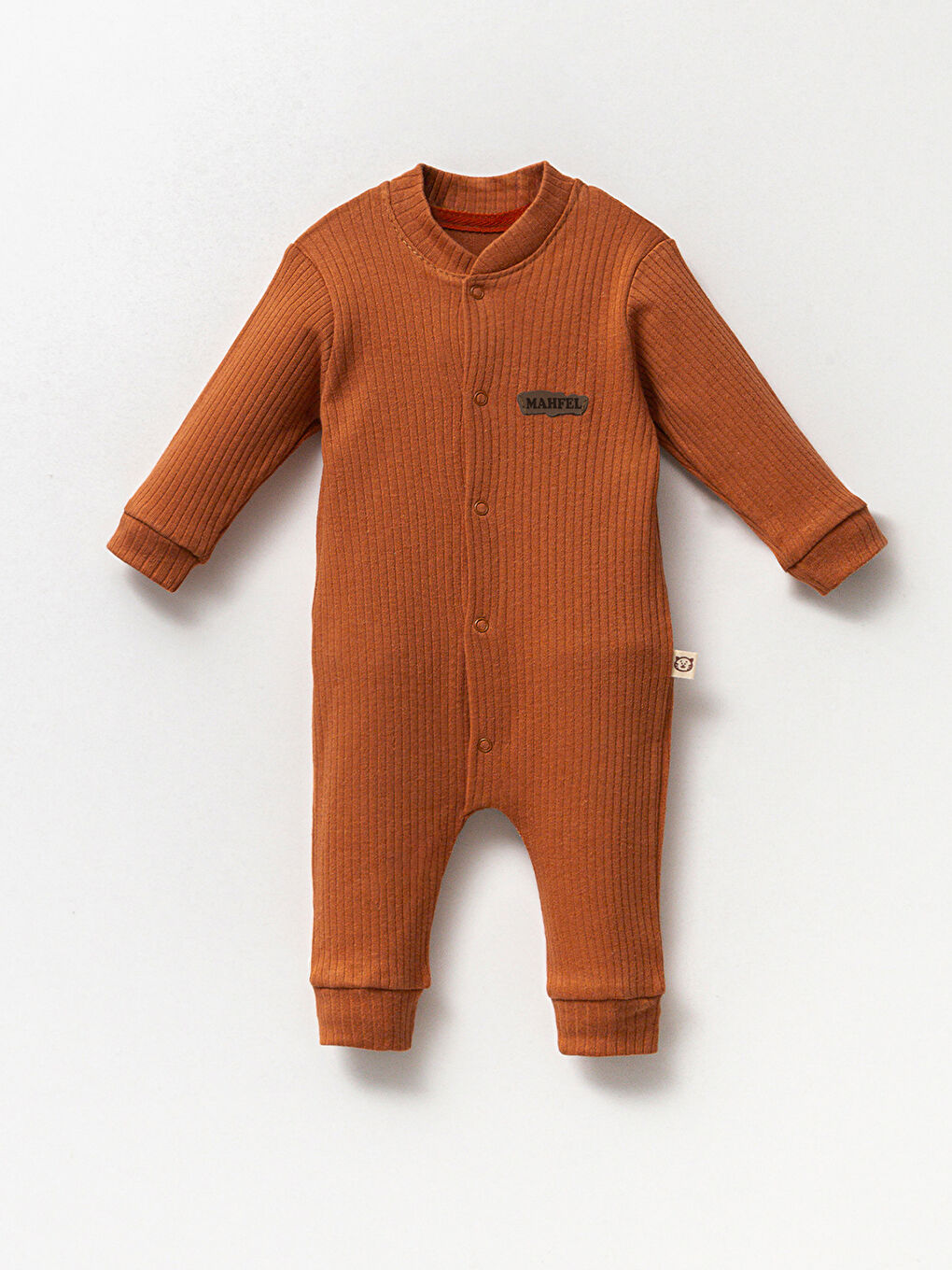 Kahverengi %100 Pamuklu Fitilli Bebek Tulum Salopet Çikolata-1